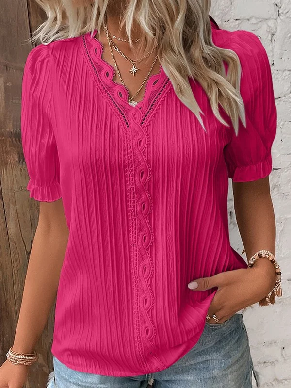 Nora™ - Zomerse Lichte Blouse met Versierde Hals