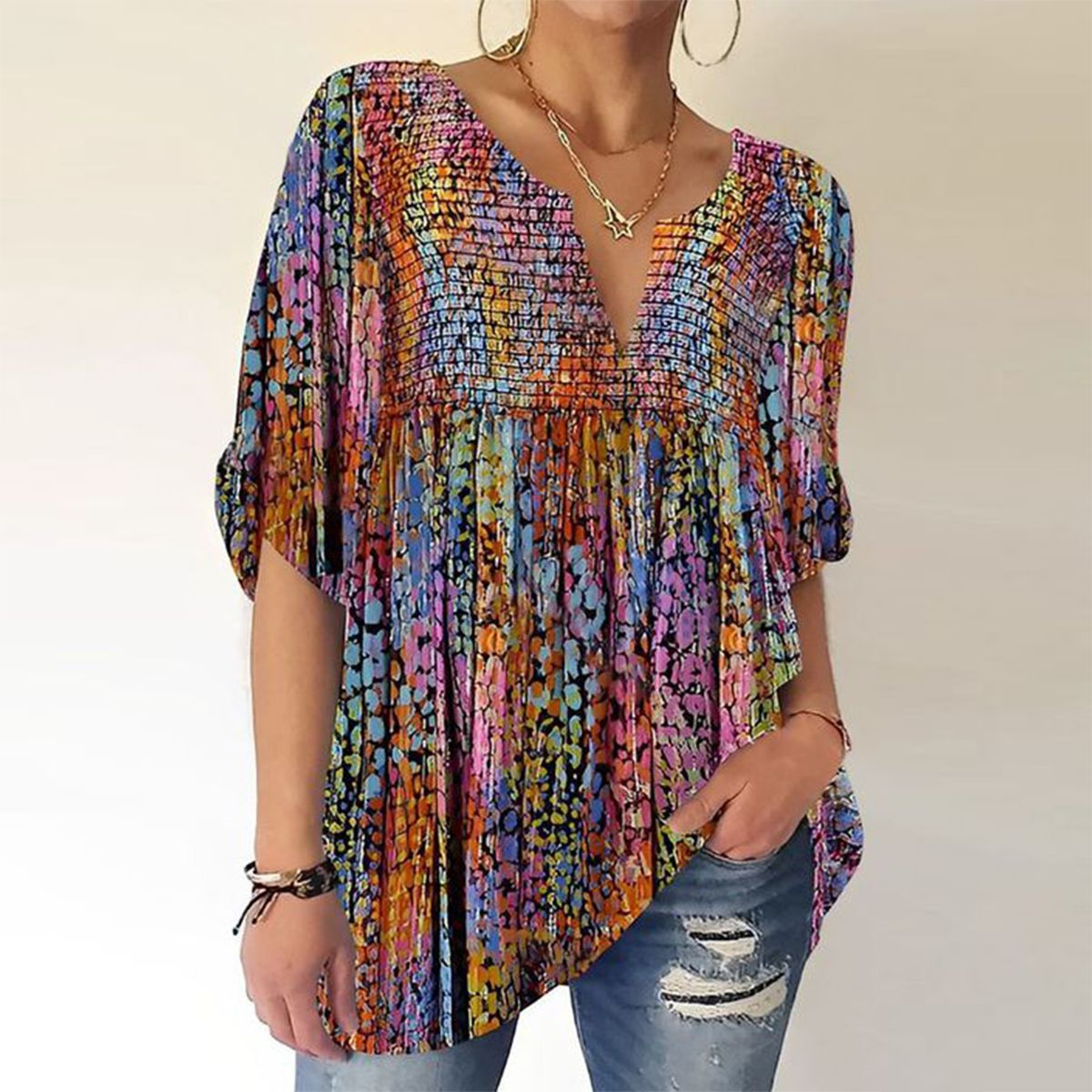 Elin - Stijlvolle Losvallende Boho Blouse