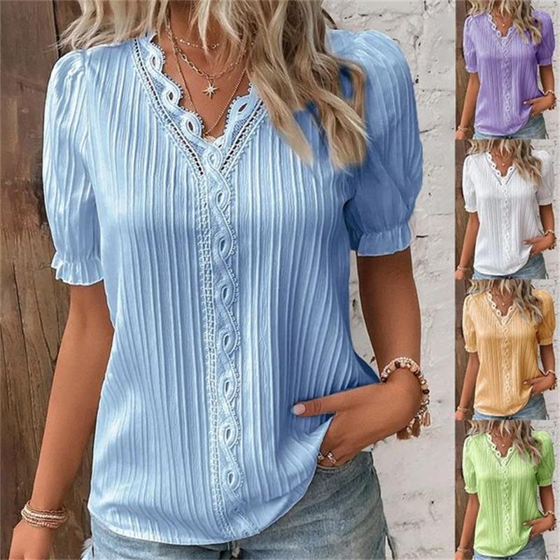 Nora™ - Zomerse Lichte Blouse met Versierde Hals