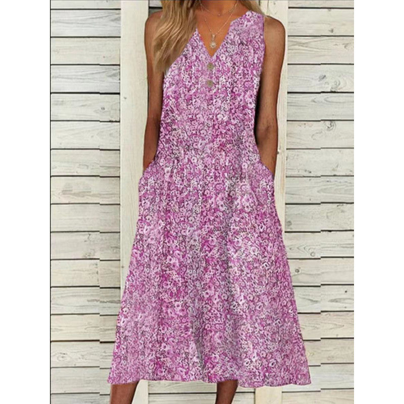 Amelie™ - Zomerse Bloemenprint Midi-Jurk