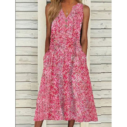 Amelie™ - Zomerse Bloemenprint Midi-Jurk