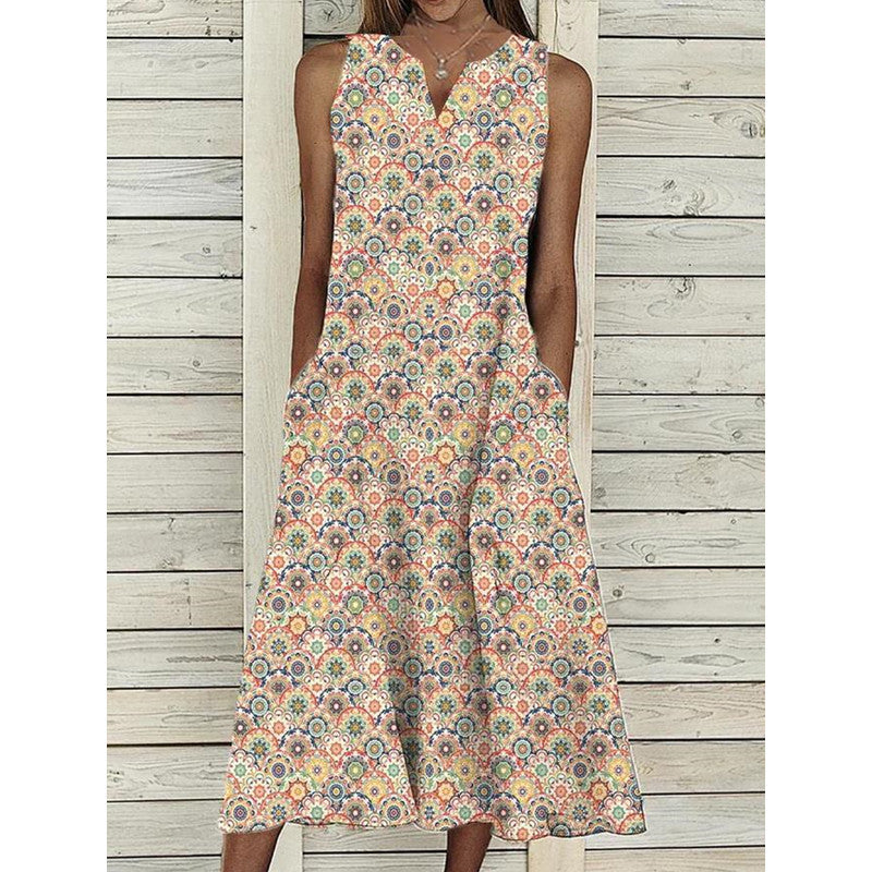 Amelie™ - Zomerse Bloemenprint Midi-Jurk