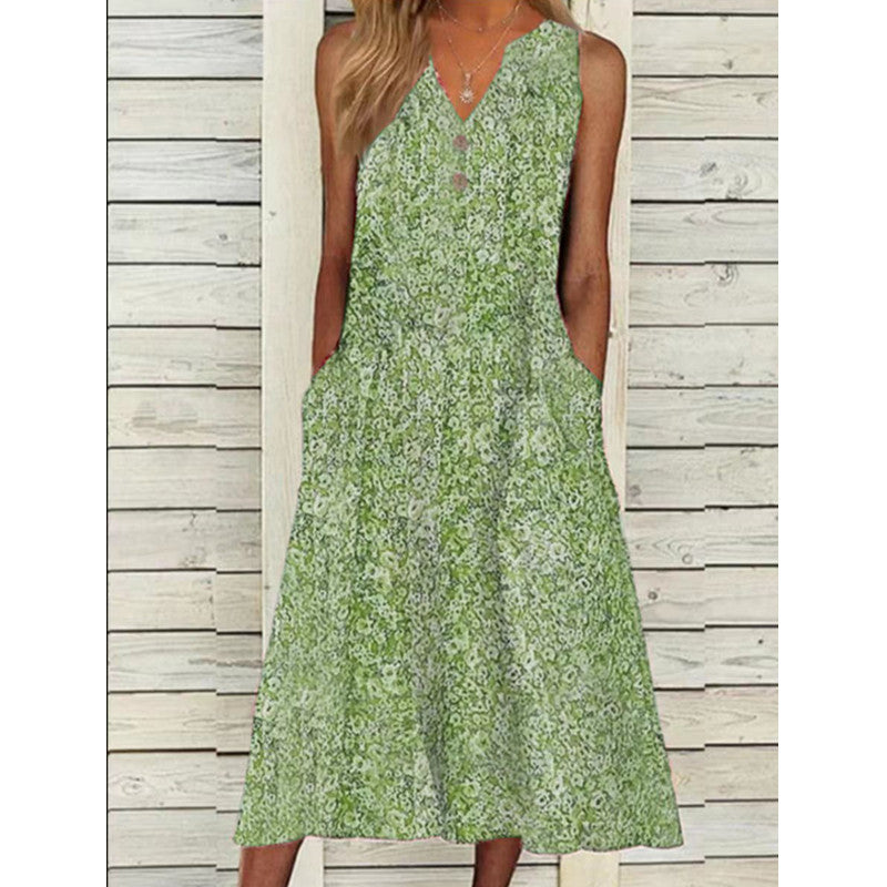 Amelie™ - Zomerse Bloemenprint Midi-Jurk