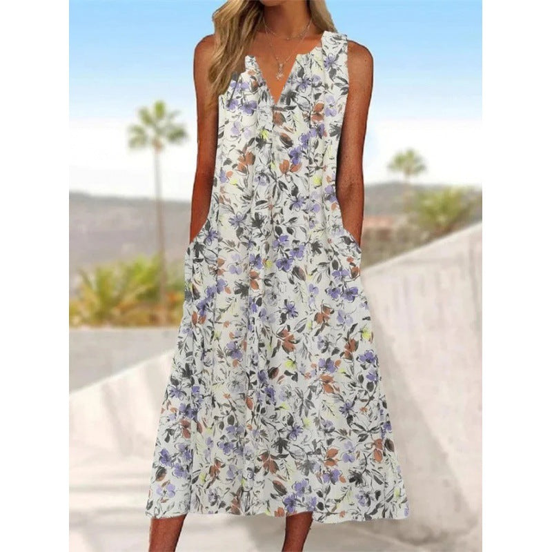 Amelie™ - Zomerse Bloemenprint Midi-Jurk