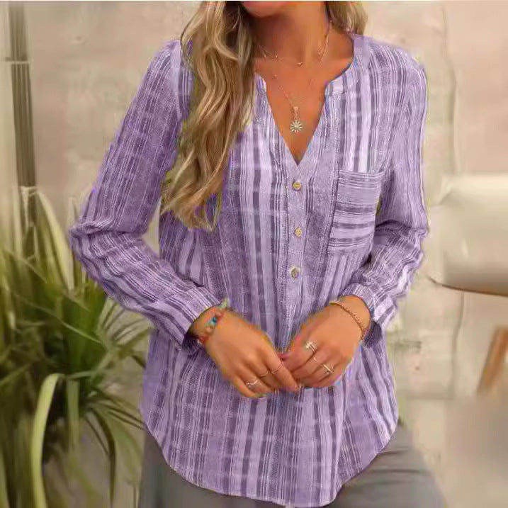 Evelien™ - Comfortabele Gestreepte Linnen Blouse