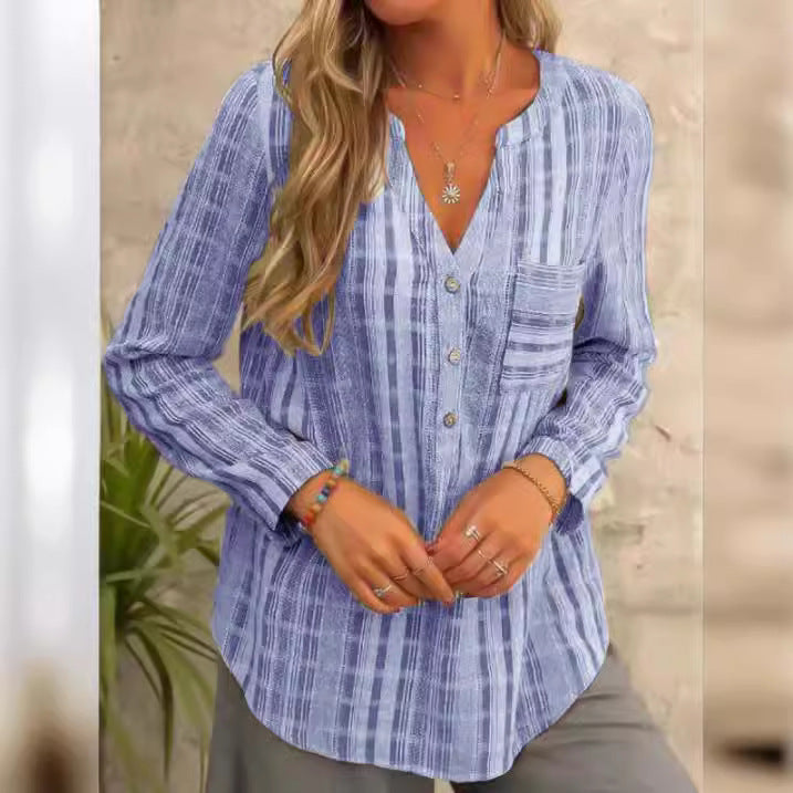 Evelien™ - Comfortabele Gestreepte Linnen Blouse