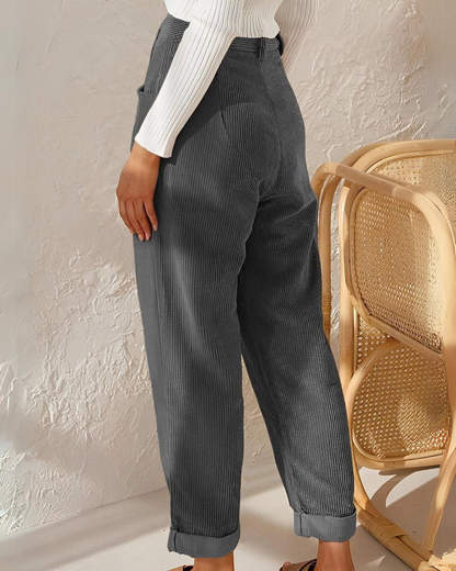 Tina™ Retro Hoge Taille Corduroy Broek