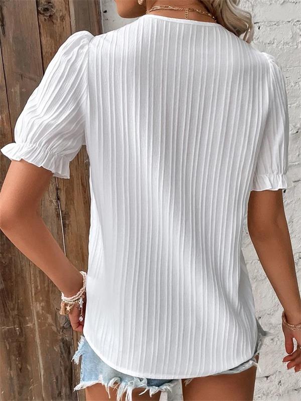 Nora™ - Zomerse Lichte Blouse met Versierde Hals