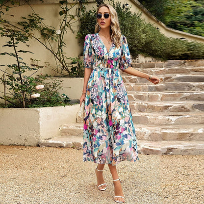 Silke™ - Zomerse Midi-Jurk met Bloemen