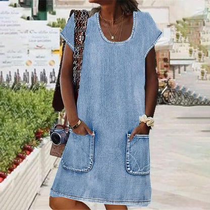 Rosy™ - Zomerse Denim Jurk met Korte Mouwen